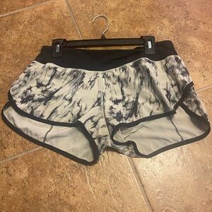 Lululemon Black and White Tie-Dye Athletic Shorts